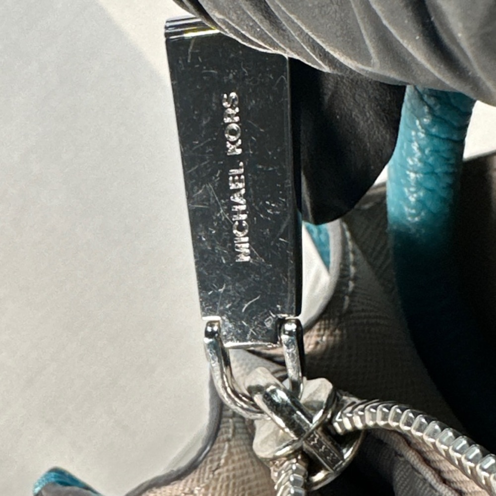 Michael Kors Leather Satchel Teal Turquoise Authentic - Picture 6 of 14